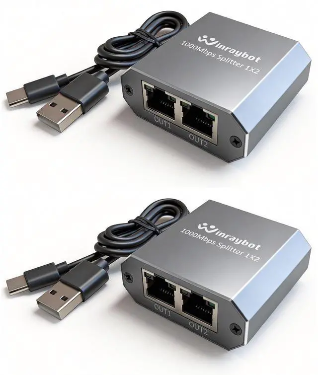 Alt view image 8 of 14 - ethernet Splitter 1 to 2Ethernet hub 2 Port Network LAN Adapter, 1000Mbps Network LAN Adapter for Cat 5/6/7/8 Cable, (2Pack*1GB Network Cable Splitter)