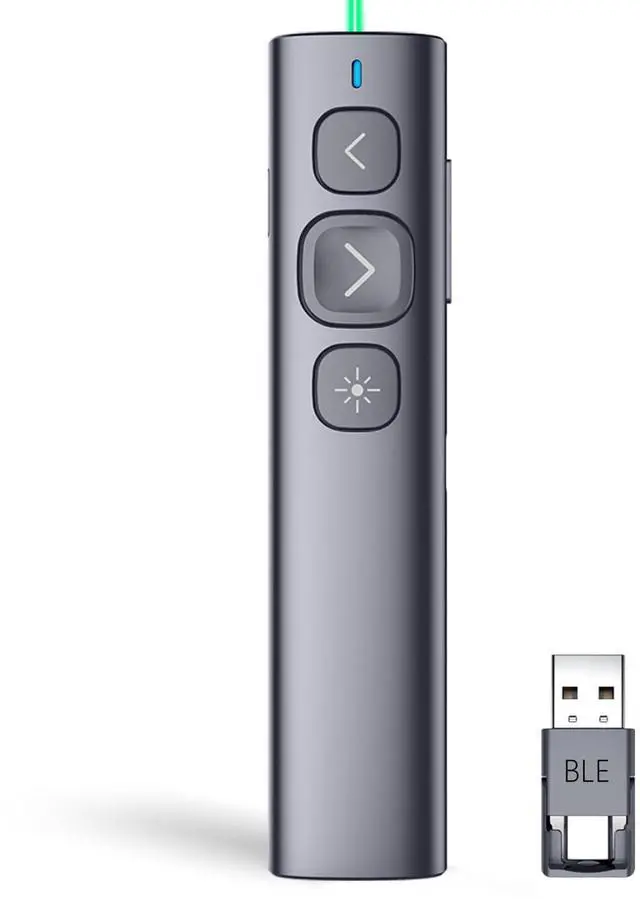 Alt view image 8 of 14 - N95 Presentation Clicker, PowerPoint Clicker for Presentation Remote, Rechargeable Wireless Presenter Pointer, Slide Advancer for PC/Laptop/e-Book (BLE&USB-A&C, Green Light)