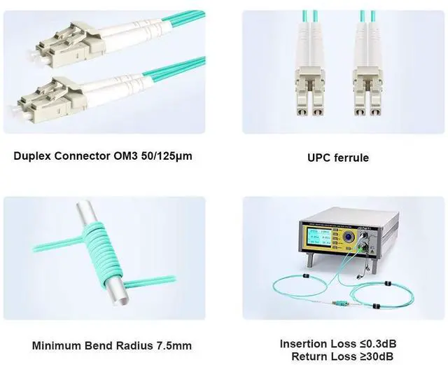 Alt view image 10 of 14 - Fiber Patch Cable, OM3 30Meter/98ft LC to LC Fiber Optic Cable Cord LSZH 10GB/40GB Multimode Duplex 50/125um, Length Options: 0.2m-200m