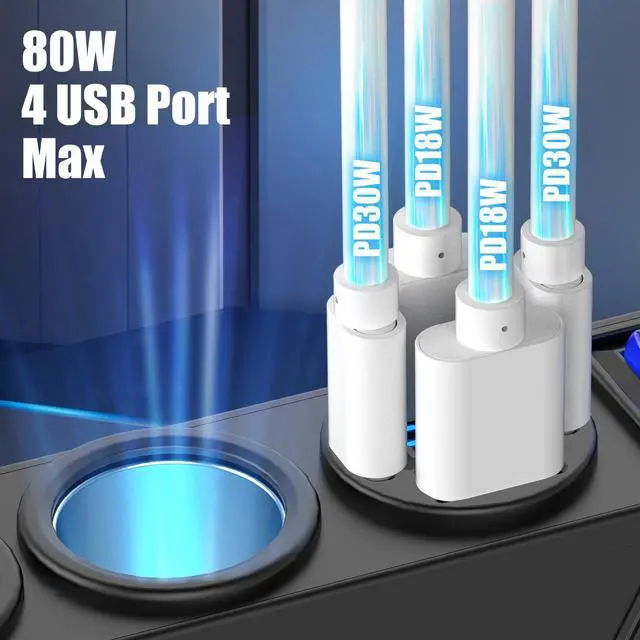 Alt view image 11 of 14 - 12V 24V Car Charger Socket Splitter with 10FT/3M Cable, 3 Cigarette Lighter Socket Multi 4 Port Adapter Plug with LED Display Master Switch Independent Switch,12 Volt Power Outlet with Eyelet Terminal