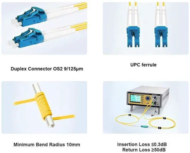 Alt view image 10 of 14 - 30M OS2 Fiber Patch Cable LC to LC, Length Options: 0.2m-200m, 1G/10GB Single Mode Duplex, 9/125um SMF Fiber Optic Cable Cord LSZH 30Meter(98ft)