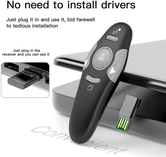 Alt view image 11 of 14 - Presentation Clicker Wireless Presenter Remote Clicker for PowerPoint Presentation Remote, PowerPoint Slide Advancer for Mac/Windows/Linux, Google Slide/PPT/Keynote, USB A, Black