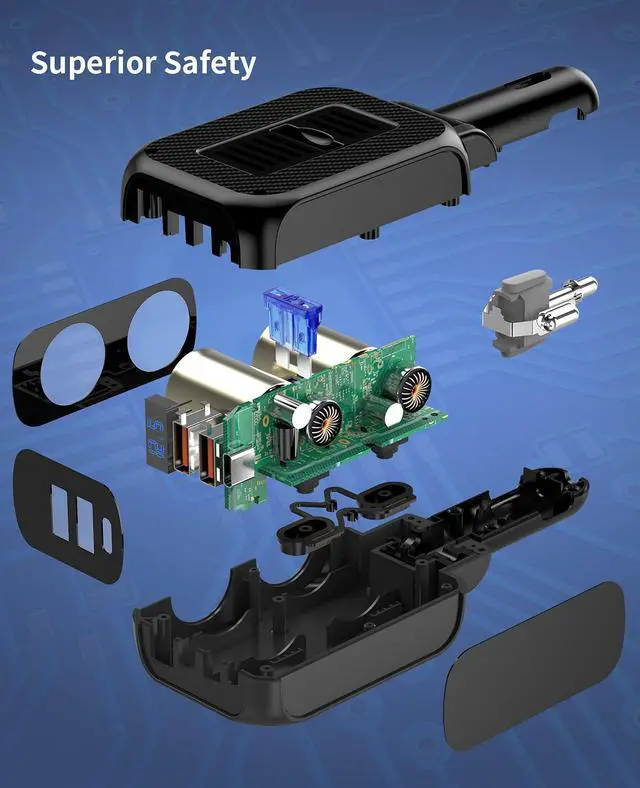 Alt view image 14 of 14 - 180W Cigarette Lighter Splitter with 20W PD, 2-Socket Cigarette Lighter Adapter, Fast USB C Car Charger with Type-C 20W PD & QC 3.0 for Dash Cam, GPS, iPad/Laptop/iPhone 17/16/15/14/Samsung