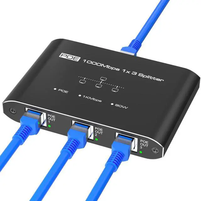 Alt view image 8 of 14 - PoE Switch 1 in 3 Out, 3 Port Gigabit PoE Splitter, IEEE 802.3at/af Compliant, 30W per Port Power Over Ethernet Hub for IP Cameras/Access Points/VoIP Phones (328 Ft), Network for Cat5e/6/7/8 Cable