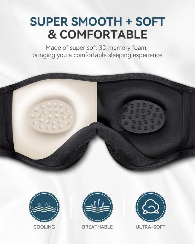 Alt view image 10 of 14 - Sleep Headphones Bluetooth 5.4 Headband Sleeping Eye Mask for Mom Women Men Wireless Music Earbuds Earphones for Side Sleepers Built-in HD Speakers Cool Gadgets Unique Gifts