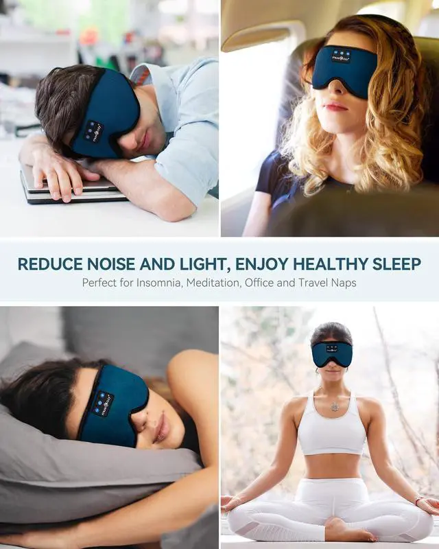 Alt view image 14 of 14 - Sleep Headphones Bluetooth 5.4 Headband Sleeping Eye Mask for Mom Women Men Wireless Music Earbuds Earphones for Side Sleepers Built-in HD Speakers Cool Gadgets Unique Gifts