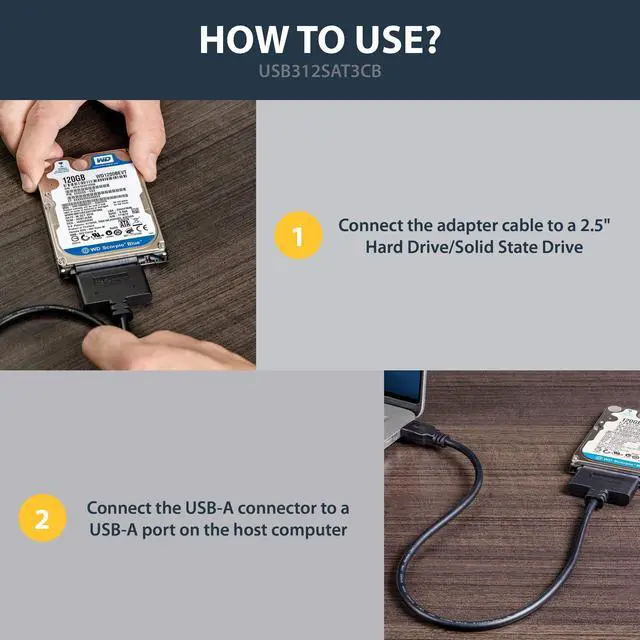 Alt view image 11 of 12 - SATA to USB Cable, USB 10Gbps to 2.5in SATA I II III Hard Drive Adapter, External Converter for SSD or HDD Data Transfer