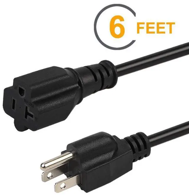 Alt view image 6 of 8 - 6ft/1.8M 15 Amp to 20 Amp Plug Adapter Cable UL Listed 14AWG NEMA 5-15P to 5-15/20R (Comb 20Amp T Blade) 15 Amp Household Plug to 20 Amp T-Blade AC Power Cable