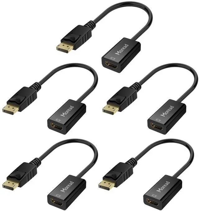 Alt view image 8 of 14 - 4K DisplayPort (DP) to HDMI Adapter, 5 Pack, Uni-Directional Gold-Plated Display Port Computer to HDMI Screen Converter (Male to Female) Compatible with HP, Dell, Lenovo & More, Passive - Black