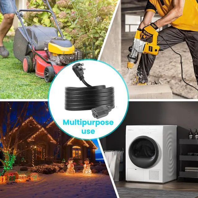 Alt view image 14 of 14 - Flat Plug Extension Cord, UL Certified, Indoor Extension Cord 14 Gauge 8FT Black, 14/3 SPT-3 15A 3 Prong Grounded Power Cord for Home, Office