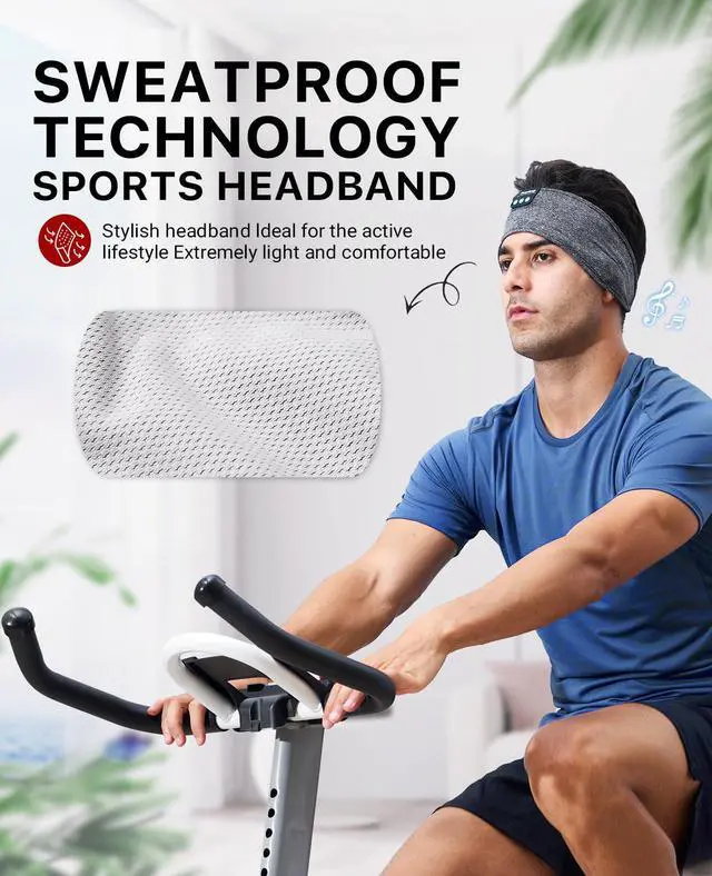 Alt view image 11 of 14 - Sleep Headphones Wireless, Bluetooth Sports Headband Headphones with Ultra-Thin HD Stereo Speakers Perfect for Sleeping,Workout,Jogging,Yoga,Insomnia, Air Travel, Meditation (Grey)