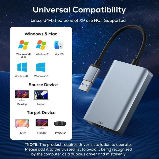 Alt view image 9 of 14 - USB to HDMI Adapter, USB 3.0 to HDMI Audio for Multiple Monitors 1080P Video Converter, Compatible with Mac OS,Windows 10/8.1/8/7 Driver Installation Required
