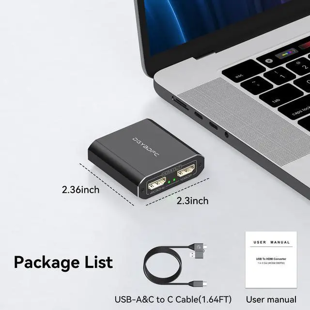 Alt view image 13 of 14 - USB A/C to Dual HDMI Adapter Extended Display for Dual Monitor, USB A & USB C to Dual HDMI Splitter Display 3 Separate Screens for Windows, MacOS (Drivers Install Need, Output1 4K30Hz Output2 1080p)