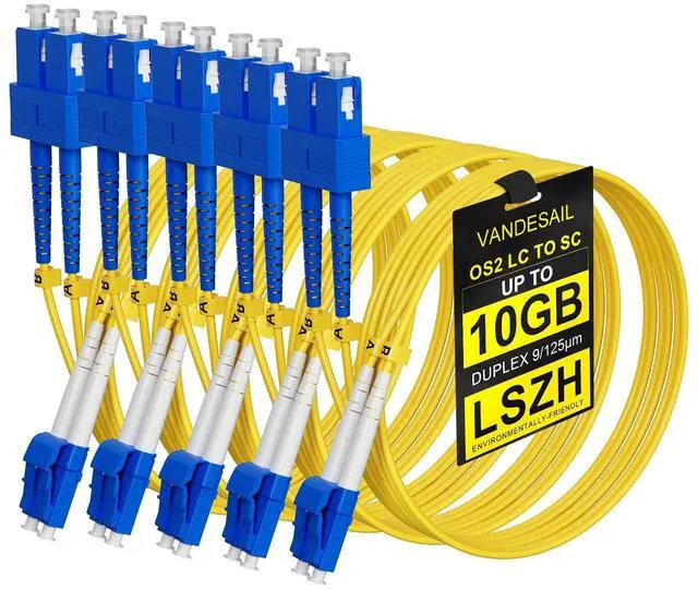Alt view image 8 of 14 - 5pack LC to SC Fiber Patch Cable 1M(3FT), OS2 Single Mode Patch Cable, 1G/10GB SMF Jumper Duplex Fiber Optical Patch Cords LSZH 9/125µm for QSFP Transceiver
