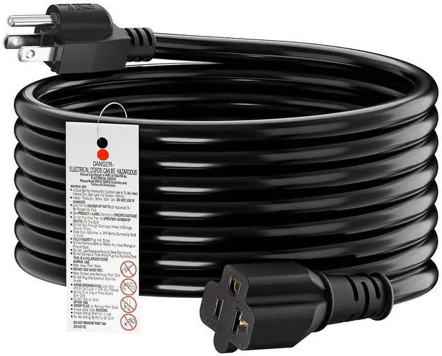 Alt view image 8 of 14 - 15-Foot 15 Amp Household AC Plug to 20 Amp T Blade Adapter Cable14AWG 15-Foot 15 Amp to 20 Amp Plug Adapter Cord Nema 5-15P to 5-15R/5-20R 20Amp Comb AC Power Cord, Black