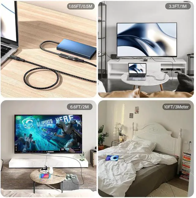 Alt view image 14 of 14 - USB-C Extension Cable 16.5ft/5M, Male to Female Extender, Braided Data Cord, 100W PD Fast Charging, 20 Gbps