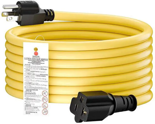 Alt view image 8 of 14 - 15-Foot 15 Amp Household AC Plug to 20 Amp T Blade Adapter Cable14AWG 15-Foot 15 Amp to 20 Amp Plug Adapter Cord Nema 5-15P to 5-15R/5-20R 20Amp Comb AC Power Cord, Yellow