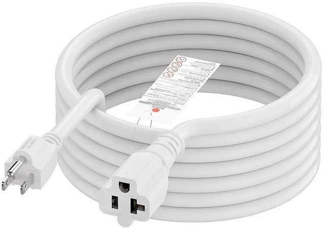 Alt view image 8 of 14 - 15-Foot 15 Amp Household AC Plug to 20 Amp T Blade Adapter Cable14AWG 15-Foot 15 Amp to 20 Amp Plug Adapter Cord Nema 5-15P to 5-15R/5-20R 20Amp Comb AC Power Cord, White