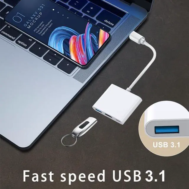Alt view image 8 of 10 - USB C to HDMI Adapter for iPhone 16/15 to TV, USB-C Digital AV Multiport Adapter, PD 100W, 4K 60Hz &USB3.1, Type C to HDMI Adapter Compatible with iPhone 16/15, MacBook Pro, Ipad Pro