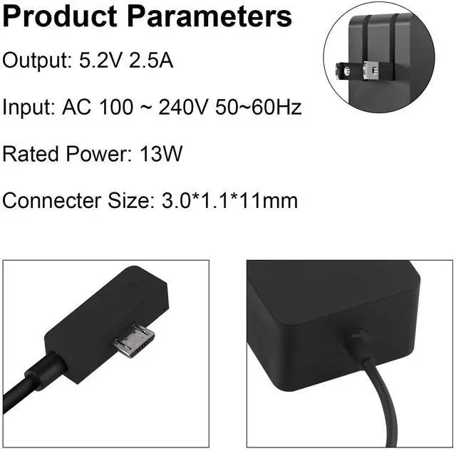 Alt view image 10 of 14 - Surface 3 Charger 13W 5.2V 2.5A AC Power Adapter Charger Cord Replacement for Microsoft Surface 3, Model 1623 1624 1645 Tablet with USB Charging Port 4.9Ft Cable-1.5m(Not Compatible Surface Pro 3)