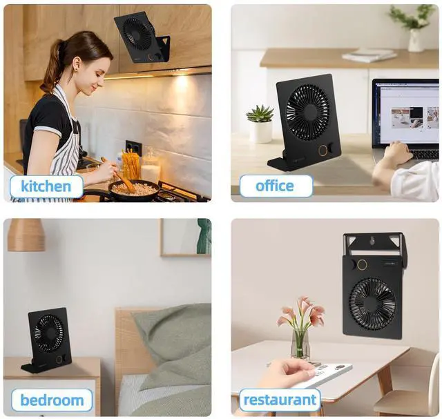 Alt view image 13 of 14 - Small Desk Fan,USB Table Fan,5000mAh Rechargeable Battery Fan,180°Tilt Folding Personal Portable Fan with Remote Control,Stepless Speed Strong Wind, Silent Hanging Fans for Home Office Desktop