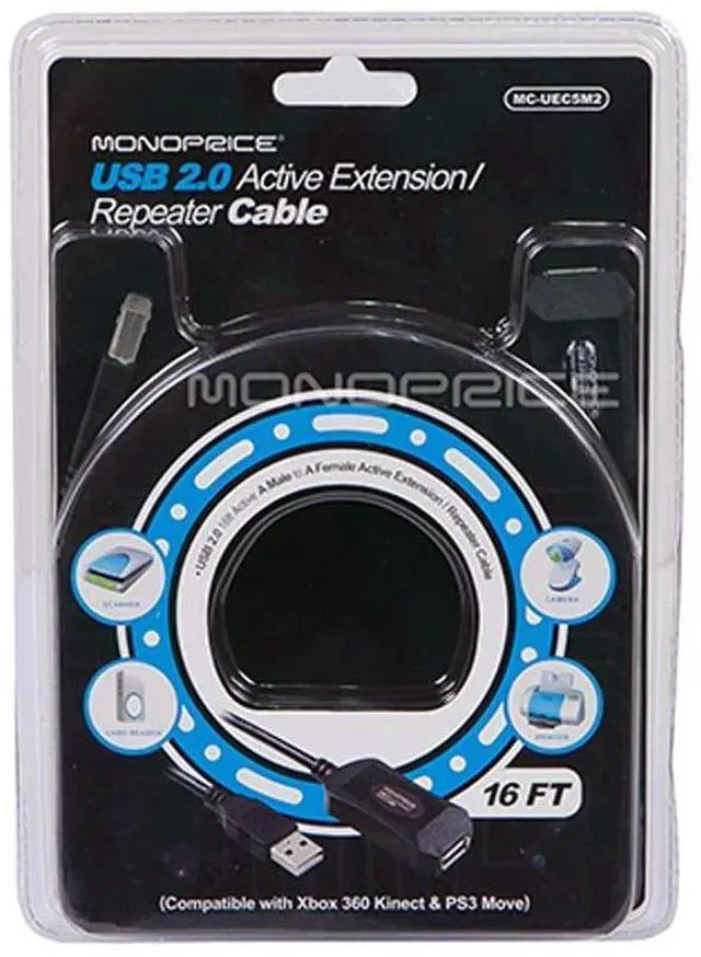 Alt view image 8 of 8 - USB 2.0 Male to Female Active Extension/Repeater Cable - Use with PlayStation, Xbox, Kinenct, Oculus VR, Card Reader, Hard Drive, Keyboard, Printer, Camera, 20/28AWG, 16 feet, Black
