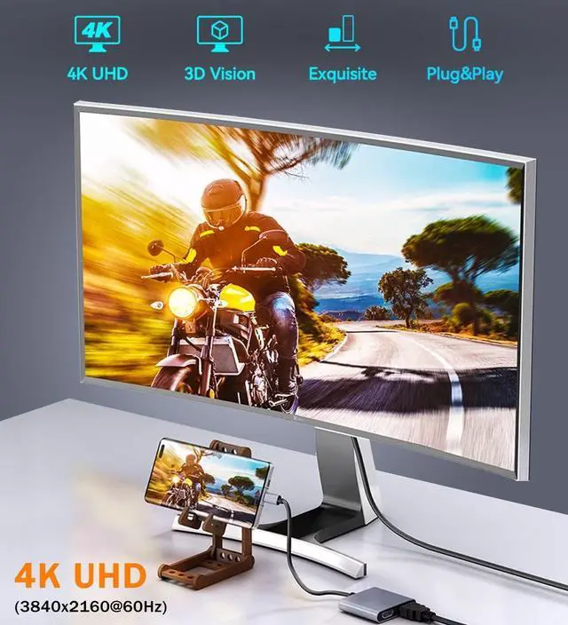 Alt view image 13 of 14 - USB C to Dual HDMI Adapter 4K@60hz, Type C to HDMI Splitter for 2 Monitors, USB C Hub Extend Display for MacBook Air/Pro, XPS, More Laptops with Thunderbolt 3/4 Ports