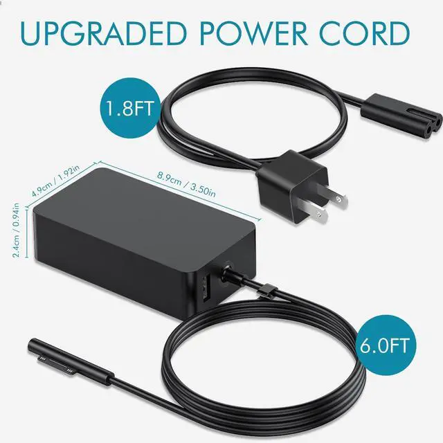 Alt view image 8 of 12 - Surface Pro Charger 65W Laptop Charger, Compatible with Microsoft Surface Pro 9/8/7/6/5/4/3/X Surface Go 3/2/1 Surface Laptop 5/4/3/2/1 Surface Book 3/2/1