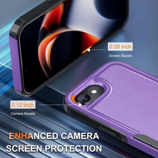 Alt view image 14 of 14 - for iPhone 16e Case & iPhone 17e Case, with Screen Protector,Military Grade Heavy Duty Shockproof Phone Cover with Wrist Lanyard Strap for iPhone 16e & iPhone 17e,Lavender