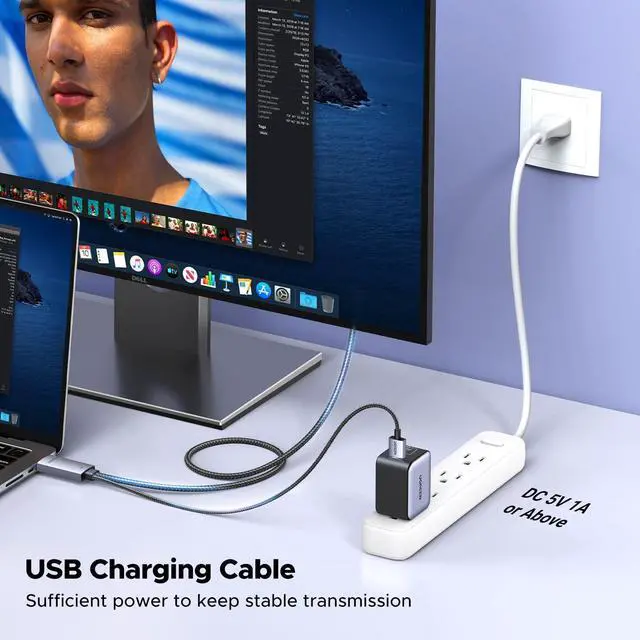 Alt view image 10 of 14 - Active HDMI to DisplayPort Male Unidirectional Cable with USB Powered 4K@60Hz 1080P@120Hz HDMI to DP Display HDR, Dolby, HDCP2.3, Braided 6.6FT Compatible with Laptop, PC, PS5, Xbox, Switch