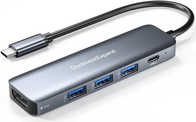 Alt view image 7 of 12 - USB C HUB, USB-C Multiport Adapter 5 in 1 with 4K HDMI, 100W Power Delivery, 3 USB 3.0 Data Ports for MacBook Pro/Air, iPad Pro/Air/Mini 6 and More