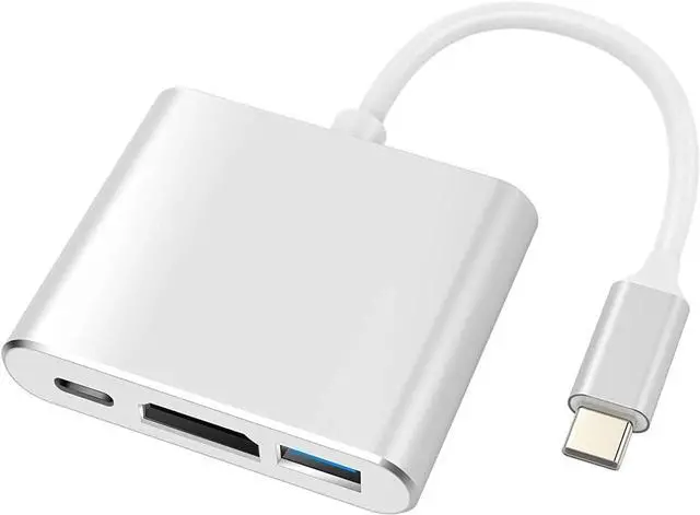 Alt view image 8 of 14 - USB-C to HDMI Adapter (Supports 4K / 30Hz) - Type- C 3 in 1 Converter Cable for 2017/2018 MacBook Pro, MacBook, Mac Pro, iMac, Chromebook, & More USB 3.0 Type-C Devices