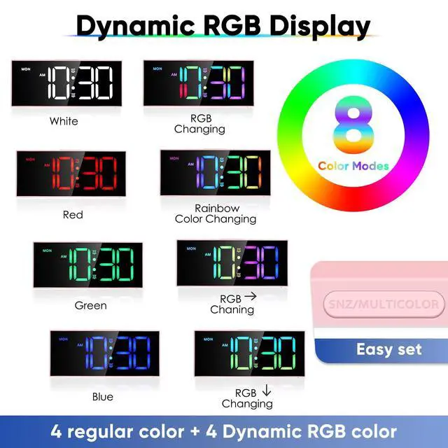 Alt view image 10 of 14 - Digital Alarm Clocks,Large Big Numbers Cute clocks for Bedrooms,college dormitories,Teens,Modern Décor Plug in Clock with USB Charger Port Adjustable 3-Levels volume,5 Dimmers,Battery Backup (Pink)