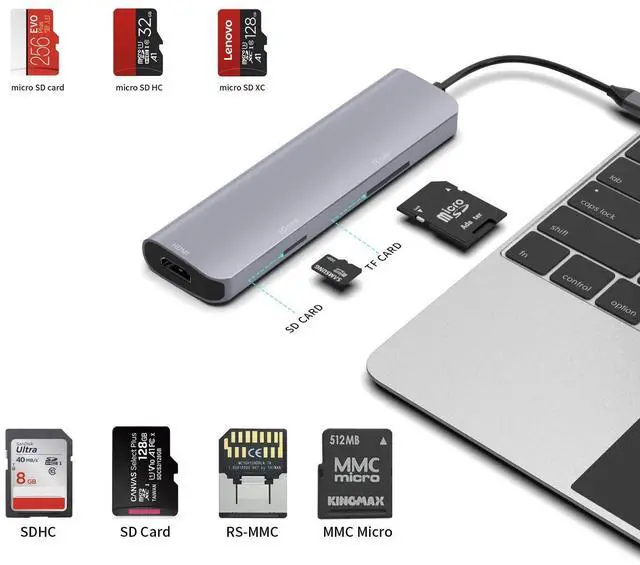 Alt view image 12 of 12 - USB C Hub Multiport Adapter, 9 in 1 Docking Station Laptop with HDMI, Ethernet, 100W PD, 3 USB 3.0 Ports, USB-C Data Port, SD/TF Card Reader, Compatible with MacBook Pro/Air/Dell XPS/Lenovo