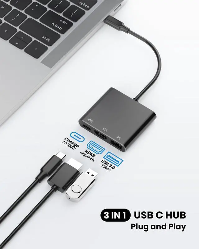 Alt view image 9 of 14 - USB C to HDTV Adapter with 4K@60Hz HDTV Output, Multi-AV Converter for for MacBook/Mac Pro Air iPad Pro and More Type-C Port Device