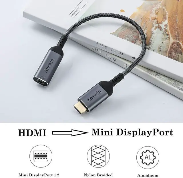 Alt view image 14 of 14 - HDMI to Mini DisplayPort 4K Active HDMI to Mini DisplayPort Adapter for Xbox One/360, Mac Mini, PC/Laptops to Monitor, 2K@60Hz, 1080P@120Hz