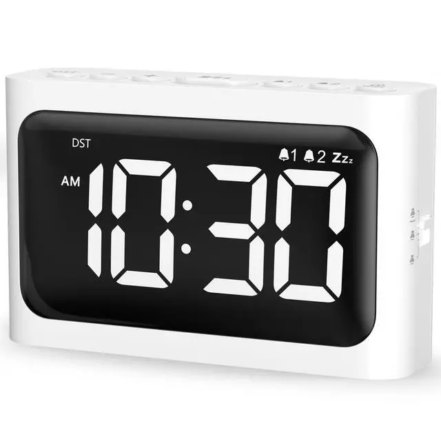 Alt view image 8 of 14 - Digital Alarm Clock for Bedroom - Large 4.8" LED Display, Dual Alarm, 100% Dimmer, DST, Battery Backup, Simple Desk Clock for Bedside, Seniors, Kids, Teens