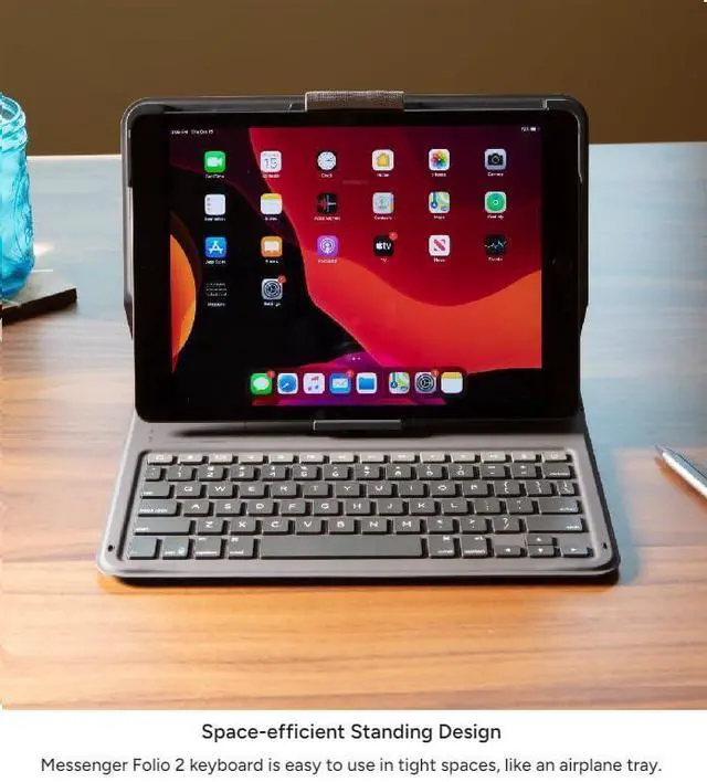 Alt view image 9 of 14 - Messenger Folio 2 - Tablet Keyboard & Case for 10.2-inch iPad, 10.5-inch iPad/Air 3