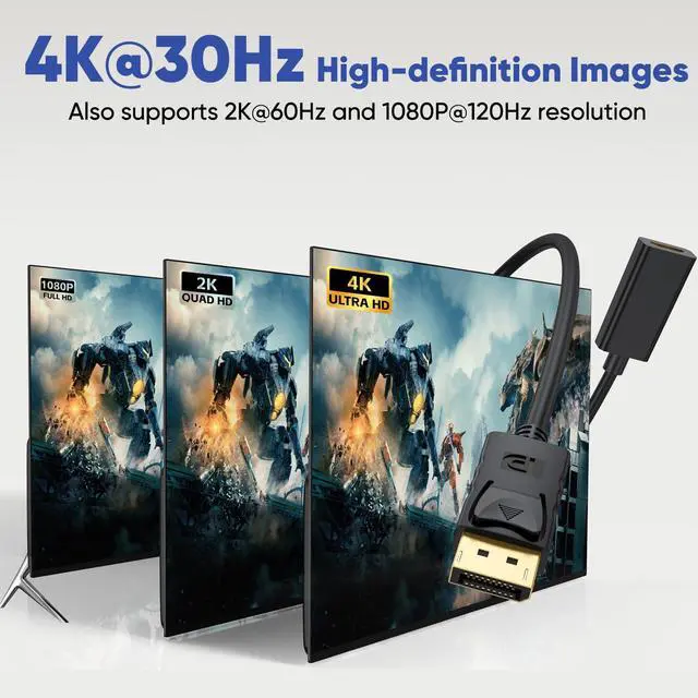 Alt view image 9 of 14 - 4K DisplayPort to HDMI Adapter 5 Pack, Uni-Directional Display Port (DP) Male to HDMI Female Converter Compatible with Laptop/Computer/AMD/NVIDIA, Monitor/HDTV/Projector