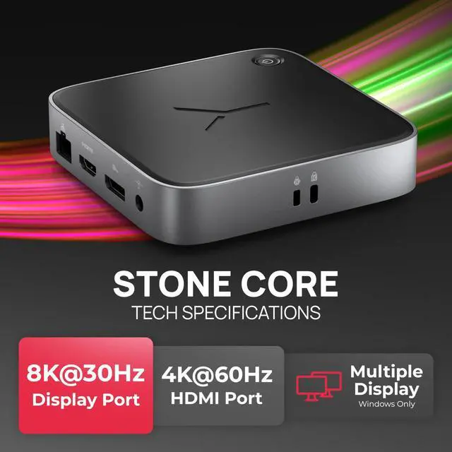 Alt view image 11 of 14 - Stone CORE Powered Charging Docking Station 10 Ports, 100W PD, Dual Monitor Docking Station, 4K60Hz, 8K HDMI, SD 4.0, USB-A & USB-C, Ethernet Windows & MacOS Compatible Laptop
