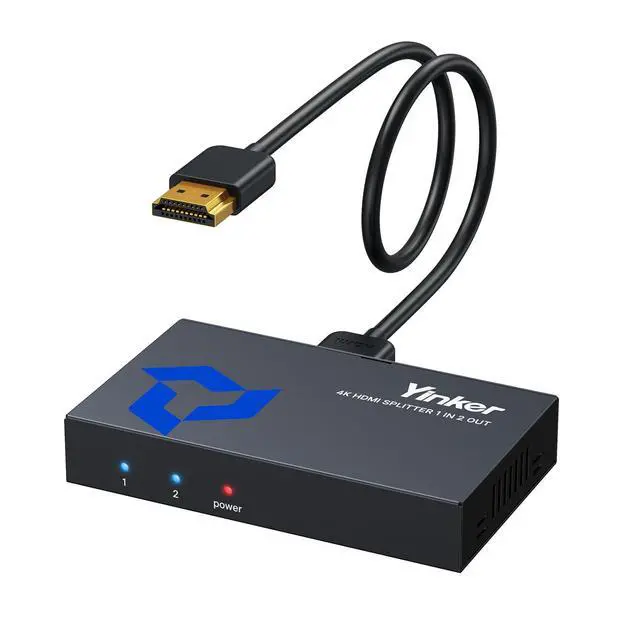 Alt view image 8 of 14 - 4K HDMI Splitter 1 in 2 Out w/5Ft Cable, Metal Shell 1x2 HDMI Splitter Mirror 1 Video on Dual Monitors (Not Extended Display), USB Powered Distributor Supports 4K@30Hz, 3D,1080P@60Hz