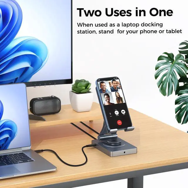 Alt view image 14 of 14 - 360° Rotating USB C Docking Station for iPad Pro, Tablet, Samsung, Steam Deck, ROG Ally, Legion Go, Msi Claw, etc, 11-in-1 with SD TF 4.0 Reader, 4K@60Hz HDMI, RJ45, Audio, USB A, USB C