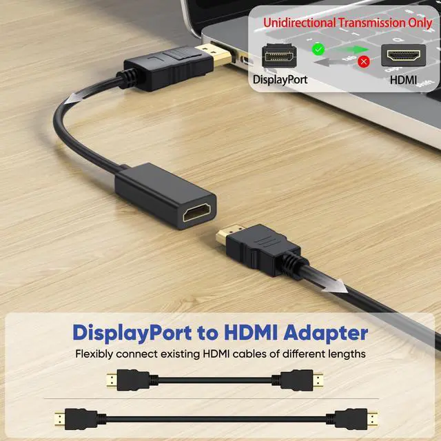 Alt view image 10 of 14 - 4K DisplayPort to HDMI Adapter 5 Pack, Uni-Directional Display Port (DP) Male to HDMI Female Converter Compatible with Laptop/Computer/AMD/NVIDIA, Monitor/HDTV/Projector