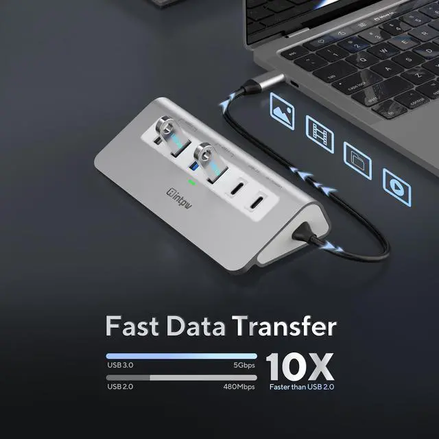 Alt view image 11 of 14 - P9 USB C Hub, 9-in-1 USB C Hub Multiport Adapter with 4K HDMI, PD 100W, Type-C & 2 USB A 3.0 5Gbps, 2 USB A 2.0, SD/TF Card Reader, Aluminum USB Hub for Laptop, iPhone 17 Series, MacBook, iPad
