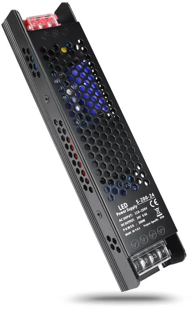 Alt view image 8 of 14 - 24V Power Supply, 8.5A 200W Universal Regulated Switching Power Supply Adapter, 110-250V AC to 24V DC Transformer, Converter, LED Driver for LED Strip Lights, Lighting Fixtures, Projects, Radio