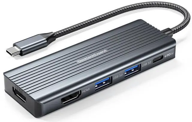 Alt view image 8 of 14 - USB C to HDMI, Dual Monitor Adapter, 5 in 1 Hub with 2 HDMI 4K, 2 USB 3.0, PD 100W Charging, USB C to MultiPort Adapter for Dell, HP, MacBook and Type C Devices