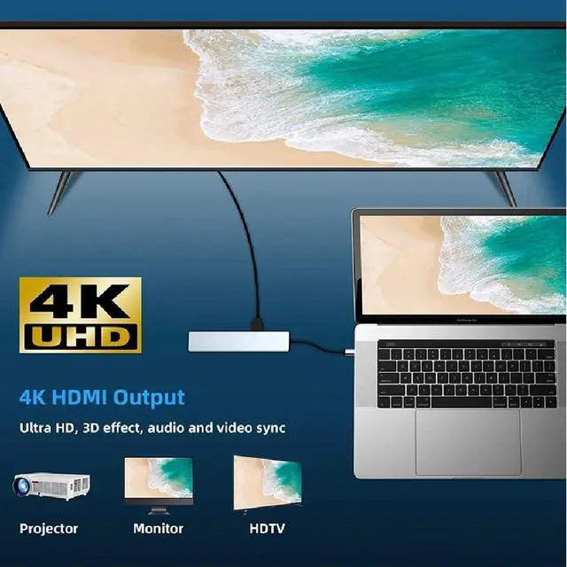 Alt view image 11 of 14 - USB C Laptop Docking Station 8 in 1 USB C Hub Adapter with 4K HDMI,Ethernet,2 USB,Type-C,SD TF Card Reader,PD 100W Compatible with iPhone16/MacBook/Dell and Other Type C Laptops Device