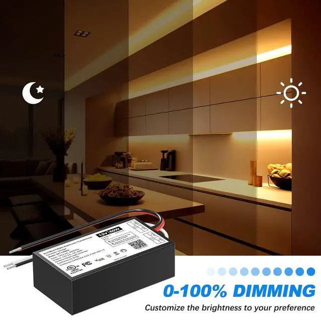 Alt view image 14 of 14 - 60W 12V Dimmable LED Driver, Triac/ELV/MLV AC to DC Power Supply for LED Light, Halogen Bulb, LED Transformer Compatible with Lutron & Leviton Dimmer, for Indoor/Outdoor Use