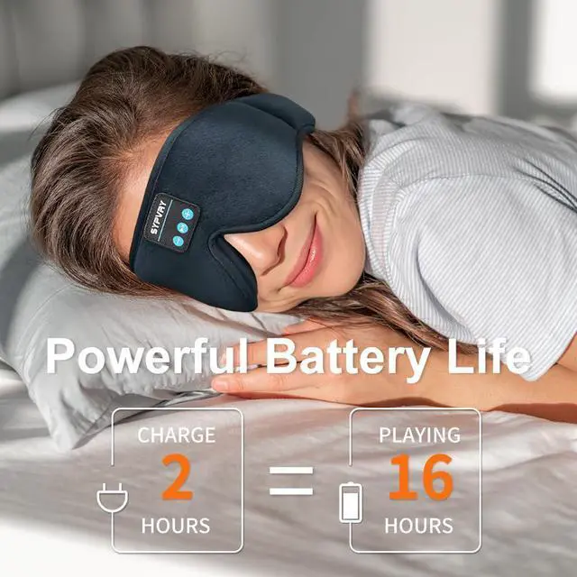 Alt view image 9 of 14 - Bluetooth Sleep Mask Wireless Headphones 3D Bluetooth Eye Mask for Side Sleepers SYPVRY Blackout Eye Mask with Headphones Speaker for Airplane,Travel, Black