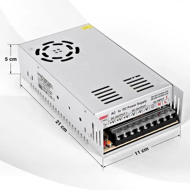 Alt view image 9 of 14 - 12V 30A 360W Switching Power Supply, AC 110V/220V to DC 12V 30A Converter Universal Regulated Transformer Driver Adapter for LED Strips, CCTV Camera, 3D Printer, Industrial Equipment, Radio